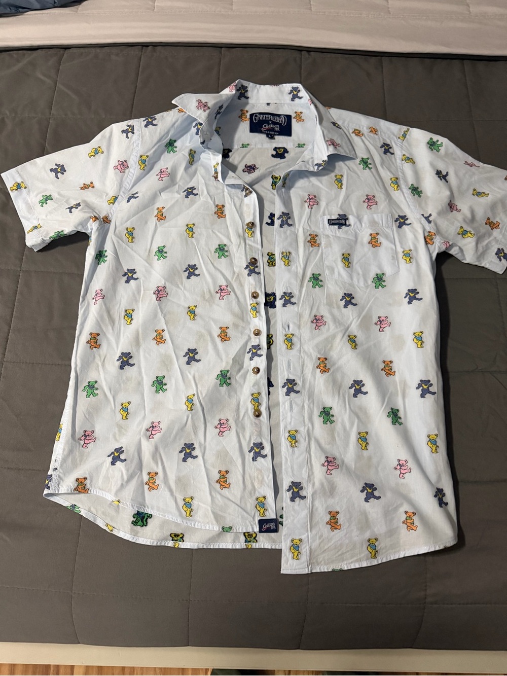 Grateful Dead blue/ White Short-Sleeve Button-Up Shirt